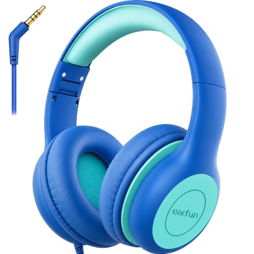 EarFun Kinder Kopfhörer mit 3,5 mm Kabel, Lautstärkebegrenzung, Blau-grün