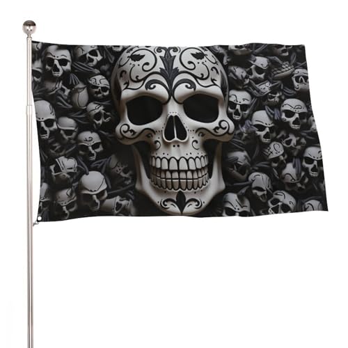 Drapeau de bienvenue pour grande cour motif crânes style ferme moderne