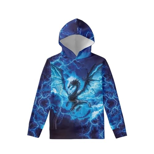 Image of WELLFLYHOM Boys Hooded Sweatshirts Hoodie Pullover Cool Graphic Crewneck Blouses Size 6-16