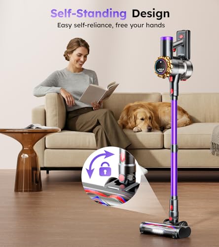 Image of Cordless Vacuum Cleaner,Upgraded 550W 45KPA 60Mins Vacuum Cleaners for Home,Self-Standing Stick Vacuum with LED Display, Anti-Tangle,8 in 1 Lightweight Vacuum Cordless for Pet Hair Carpet Hard Floors
