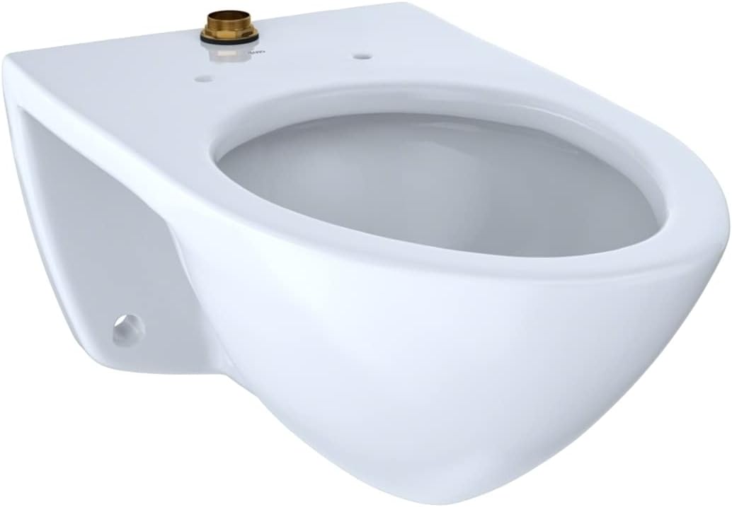 TOTO CT708UG#01 White-CT708UG Elongated 1.0 GPF Wall-Mounted Flushometer Toilet Bowl with Top Spud and CeFiONtect, Cotton White