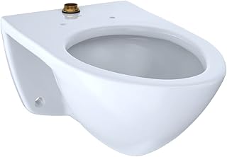 TOTO CT708UG#01 White-CT708UG Elongated 1.0 GPF Wall-Mounted Flushometer Toilet Bowl with Top Spud and CeFiONtect, Cotton White