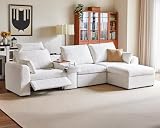 139' Modular Power Recliner Sectional L-shaped Couch with Ottoman, Chenille