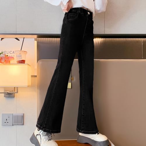 MEILONGER Girls Bell Bottom Jeans Kids Wide Leg Flared Denim Pants with Elastic Waistband Size 8,10-12,14-16,18-203