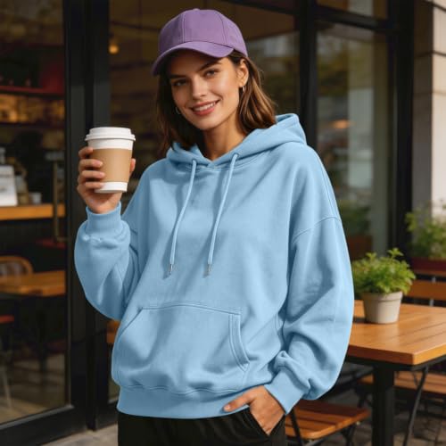 Womens Hooded Sweatshirt Oversized Hoodies Long Sleeve Tops Pullover | Drawstring, Kangaroo Pocket, Drop Shoulder, Vintage, Preppy, Soft Fabric, Vacation, Solid Sweat Shirt, Comfort Hoodie - image 2
