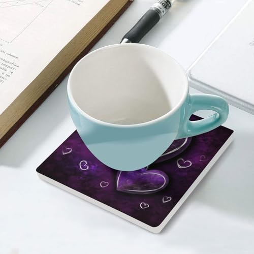 Dessous de verre imprimés cœurs violets lavables et stables - 6