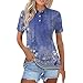 OCCSIK Womens Summer Tops Dressy Casual Camisas Con Cuello para Mujer Fashion Lapel Short Sleeve Summer Tops Print Polo Collar Blouses Button Casual Tshirts Xx-Large 05-Blue