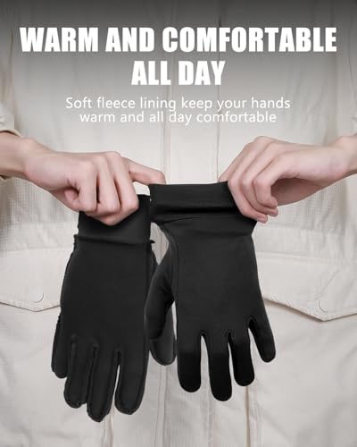 aegend lightweight winter gloves for men women warm running gloves touchscreen thermal glove liners for cold weather driving cycling amp hiking non-slip elastic cuff stretchy durable