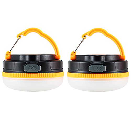 Rymemo Rechargeable Bright Camping Lantern,Built-in 1800 mAh Lithium Battery Powered LED Camping and Emergency Lantern with 5 Brightness for Backpacking, Hiking,Emergencies, X 2 PCS, Orange