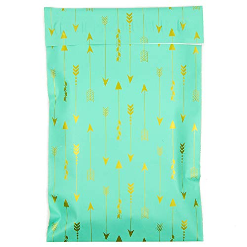Image of Inspired Mailers - Poly Mailers 6x9 - Tribal Arrows Deluxe (Seafoam /Gold) - Choose from 6x9, 10x13 and 14.5x19 Sizes - 3.15mil Unpadded (6x9, 100 Pack)