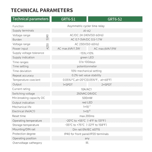 Relé temporizador asimétrico GRT6-S2 de carril DIN interruptor cíclico programable 10A 24V 240V 6