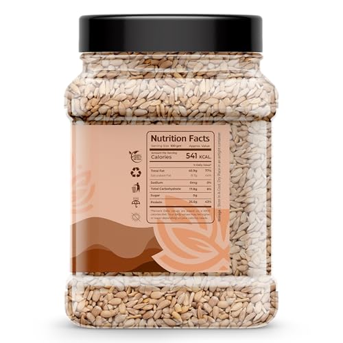 Image of Auravita Premium Sunflower Seeds 500gm | Rich in Protein, Fiber & Healthy Fats | Raw Seeds for Eating | High in Protein, Fiber & Magnesium Jar Pack