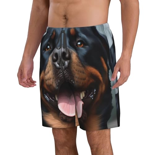 Rottweiler Dogs Tongue Head Men's Casual Shorts Drawstring Summer Beach Shorts Quick Dry Bathing Suits Hawaii Swim Trunks2