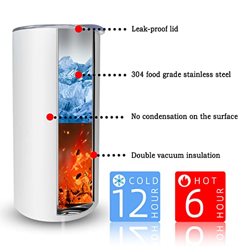 AiHeart 12oz Sublimation Straight Skinny Tumblers,8pack Sublimation Stainless Steel Blanks Bulk,Double Wall Vacuum Tumblers with Shrink Wrap Films and Straws,Great DIY Gift for Kid and Toddler - Image 4