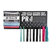 Race bib and medal display - TWO LITTLE LETTERS THAT MAKE EVER RUNNER SMILE - PR - 5k, 10k, half &...