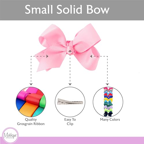 Image of Small Solid Bow for Girls - Set of 12 (Light Pink)