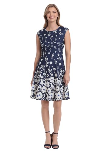 Image of London Times Womens Dresses Cap Sleeve Fit and Flare - Elegant Summer Cocktail Graduation Garden Party Wedding Guest Dress