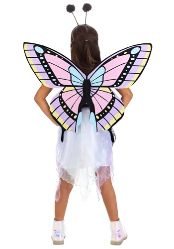 Disfraz de mariposa pastel para niñas con alas y diadema miniatura 2