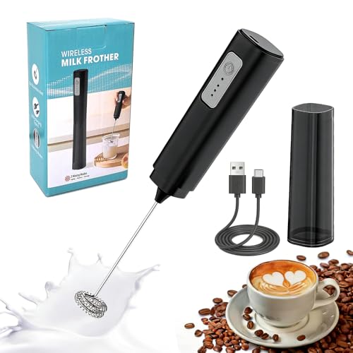 Espumador de Leche Eléctrico mini batidora 3 Velocidades USB-C Recargable 11000 RPM Batidor de Acero Inoxidable, para Cappuccino, Latte, Matcha, Café, Chocolate Caliente, Portátil y Fácil de Limpiar