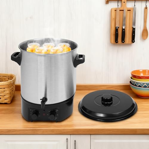 Image of Electric Water Bath Canner, 27L /28.53QT 304 Stainless Steel 1500W 120V Adjustable Temp Control (122F to 212F) with Timer Automatic Reheat Function Overheating Protection (27L /28.53QT)