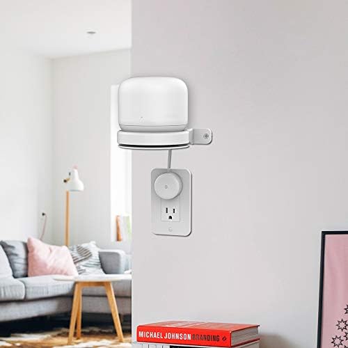 Delidigi Google Wifi Wall Mount ABS Bracket Holder Shelf for Google Nest WiFi Router [Built-in Cable Management] (White)
