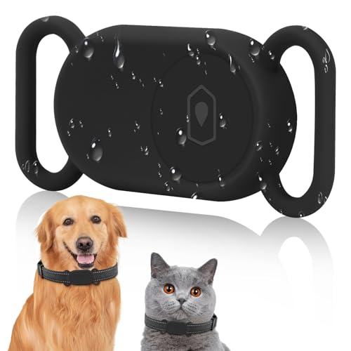 Ainiv Negro Soporte para Collar de Perro para Samsung Smarttag 2, Silicona Llavero de Funda Protectora para Smart Tag 2, Accesorios Anticaídas y Antiarañazos para Smarttag2 para Llaves Collar Mascotas