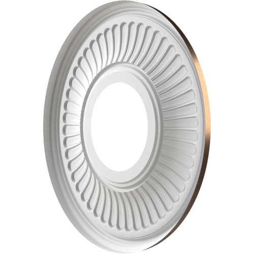Image of Ekena Millwork CMP10BECAB Berkshire Thermoformed PVC Ceiling Medallion (Fits Canopies up to 4 1 /2 inch), 10 inchOD x 3 1 /2 inchID x 3 /4 inchP, Metallic Antique Brass