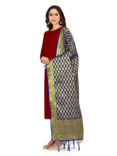Elina fashion Women's Zari Work Indian Pakistani Banarasi Art Silk Woven Only Dupatta for Dress Material & Salwar Suit2