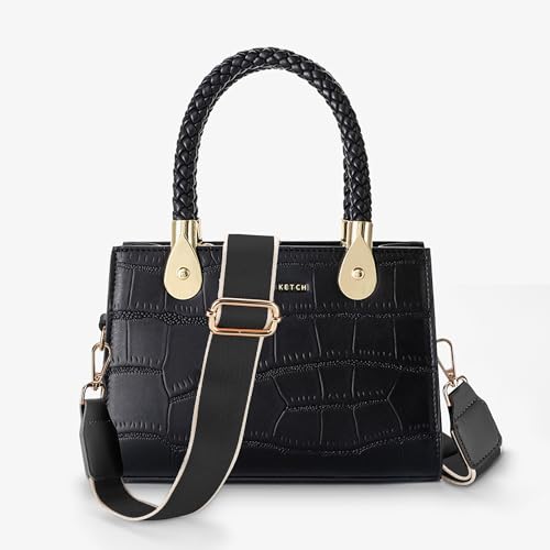 Image of 1.5 inch Wide Crossbody Purse Strap Replacement - Adjustable Handbag Belts | Adjustable replacement shoulder straps, gold buckle, black, fits most purses, totes, crossbody bags, handbags, clutches