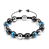 vgwon bracciale per uomo e donna, protezione tripla 8/10mm nero blu ematite bracciale occhio di tigre guarigione bracciale di perle di pietra naturale regalo per uomo donna porta fortuna e prosperità