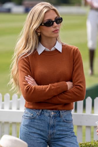 Image of Arach&Cloz Women's Wool Blend Classic Crew Neck Casual Fall Sweaters
