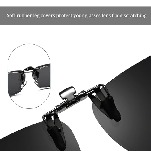 Image of Polarized Clip on Sunglasses over Prescription Glasses Unisex Anti Glare Flip up Design