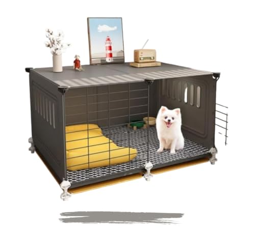 LumimgLight耐久性、頑丈さ、安定性に この犬用クレート/ペットキャリアは、小型犬、中型犬、大型犬に最適です。室内用として設計されており、ご家庭のあらゆる場所でお使いいただけます。 (ブラック,71*46*42cm-普通ドア)