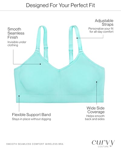 Image of Curvy Couture Women's Plus Size Wireless Bra - Seamless, Soft & Comfortable Fit