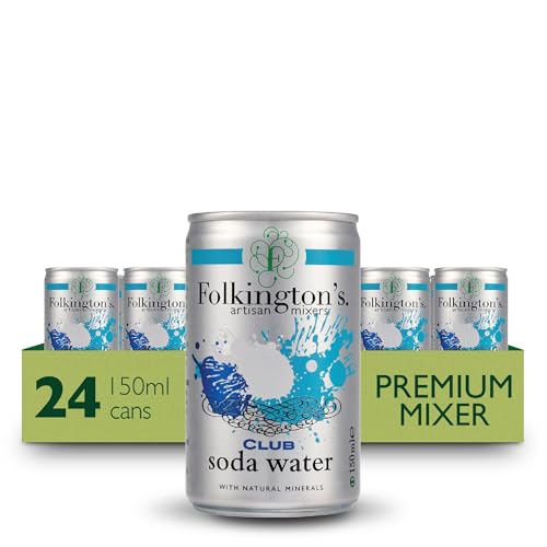 Folkingtons Club Soda Water 24 Cans Natural Minerals Drink Mixer 24 Count (Pack of 1)