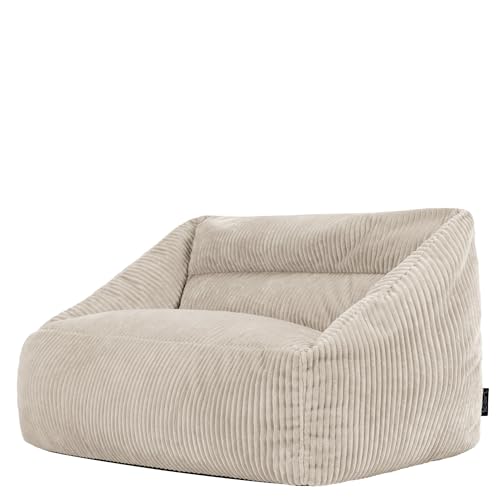 Icon Natalia Sitzsack Kinder Sofa, Beige, Flauschiger Cord Stoff, Sitzsack Cord mit Füllung, Bequemer Kinder Sessel, Kuschelsessel, Lese Sessel, Schlafzimmer, Kinderzimmer, Jugendzimmer