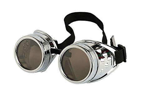 Steampunk Goggles Glasses Vintage Welding Gothic (Silver Glasses) Steampunk Goggles Glasses Vintage Welding Gothic (Silver Glasses)