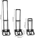 ZOENHOU 25KG 55Lbs Camion à main pliant noir et dolly, chariot de construction solide, 2 Chariot à bagages avec roues 1 Cordon et 1 Poche de rangement de paquet Compact, pour sac à dos, Voyage, Bureau