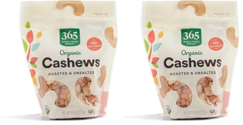 Image of 365 by Whole Foods Market, Organic Roasted Unsalted Cashews, 10 Ounce (Pack of 2)