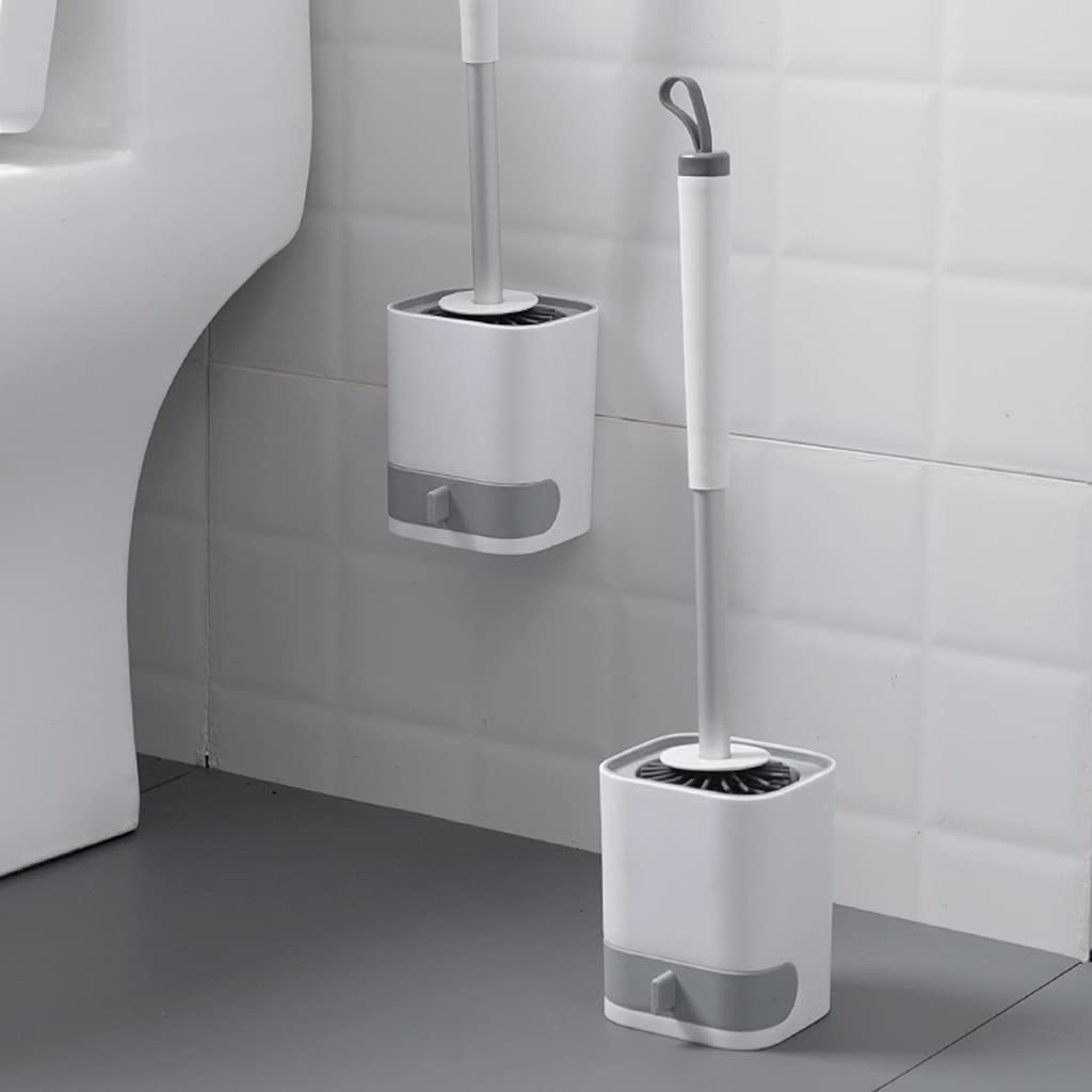 Cepillo de baño Soporte de cepillo de inodoro Cuarto de baño Larga manija de inodoro Cepillos de limpieza de pared Montaje en pared Cepillo de tazón 360 ° Sin ángulo muerto Limpieza de cepillo Accesor