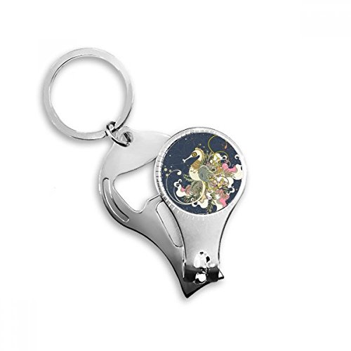 Hippocampe ukiyo-e porte-clés coupe-ongles décapsuleur acier - 2