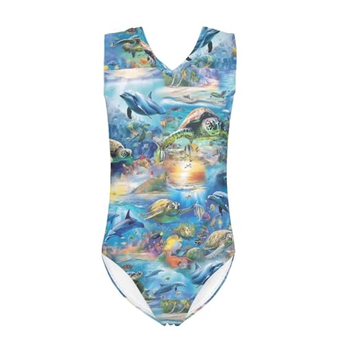 Image of Swimsuits for Girls 3-14 Summer Kids Bathing Suits Gymnastics Leotards One Piece Swimwear
