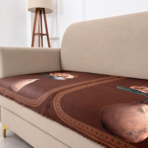 Image of Homerz Premium 'Luxe Series' Holland Velvet Sofa Cover | Smooth Finish | Anti-Skid Fleece Backing | Soft Touch Couch Protector for Living Room (Vase, 3 Seater, Only Seat Cover)