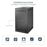 Tecmojo 10 Cali 12U Szafka Sieciowa do Montażu na Ścianie o Głębokości 330mm, z Półką na Stojak, Listwą Szczotkową, Organizerem na Kable do Urządzeń 10" (254mm), Nośność 50kg, Drzwi Szklane, Czarny