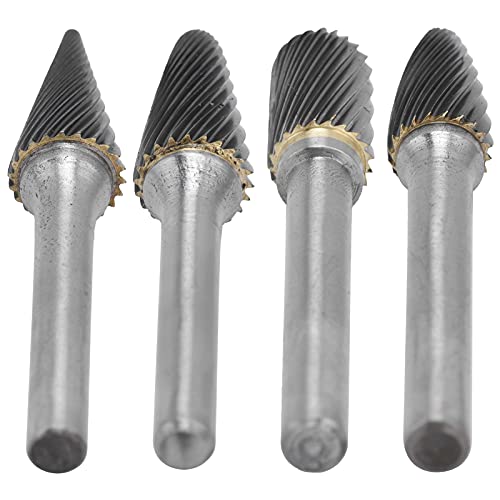 Set de 4 fresas de carburo 12mm doble corte acero tungsteno miniatura 3