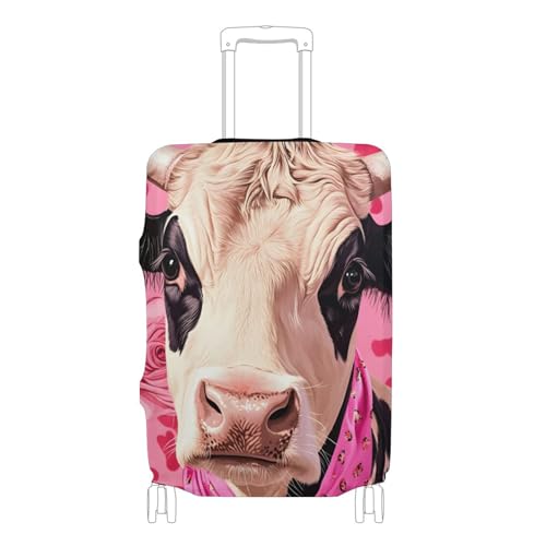 Joisal Cow Pink Roses Luggage Cover for Suitcase Protector Trip Anti-scratch Funny Travel Suitcase Accessories, XL, Fits 29-32 Inch Case