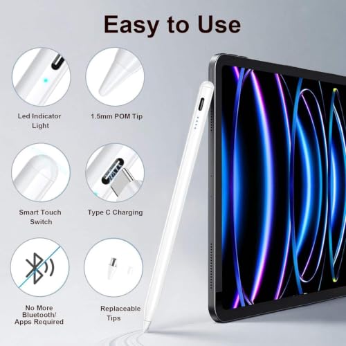 Image of Universal Active Stylus Pen Stylus Pen for Android Tablet Touch Pen for iPad & Tablet Rechargeable Stylus Pencil for Writing Drawing & Note-Taking Works with Android and iOS Devices