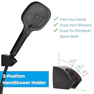 RV Shower Head with Hose and On Off Switch, 3-Spray Camper Water Saving and High Pressure Shower Head with Hose for RV, Camper, Van, Travel Trailer, Motorhome and Boat, Matte Black