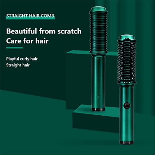 Cepillo alisador de cabello inalámbrico, con placas de cerámica, temperatura máxima de 210 °C, para cabello seco y húmedo (Color: Gris) miniatura 7