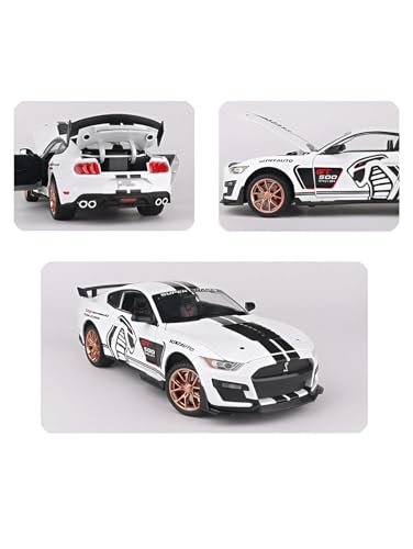 Image of 1:32 Scale Shelby Mustang GT500 Die-Cast Model Car - White Metal Toy Car